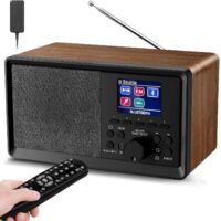 Radio DAB numérique Bluetooth 5.0 – Réveil double alarme – DAB+/FM – Son cristallin – En bois rétro pour cuisine