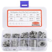 BASVII 684 Pièces Inox Rondelles Plates Metal, pour Gonds de Porte, 9 Tailles Rondelles Acier Inoxydabl 304 - M2 M2.5 M3 M4 M5 M6 M8 M10 M12 Rondelle Carrossier Inox