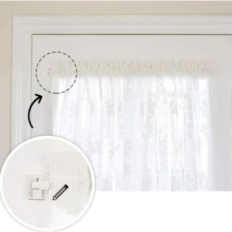 Tringles Ovales Pour Vitrage Ateliers28 10x5 Avec 4 Supports Adhésifs - Translucide Crochet Pour Fenêtre PVC Bois Tringles Ovales Pour Vitrage Ateliers28 10x5 Avec 4 Supports Adhésifs - Translucide Crochet Pour Fenêtre PVC Bois