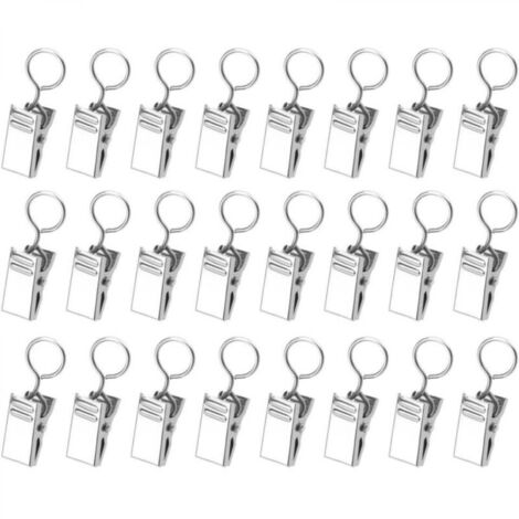 60 Pinces à Rideaux Métal – Clips Solides Pour Rideaux De Douche, Fenêtres, Caravane, Sans Perçage