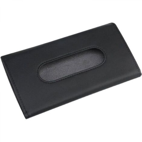 Boîte à Mouchoirs Cuir PU Pare-Soleil Voiture - Style Vintage Élégant Noir