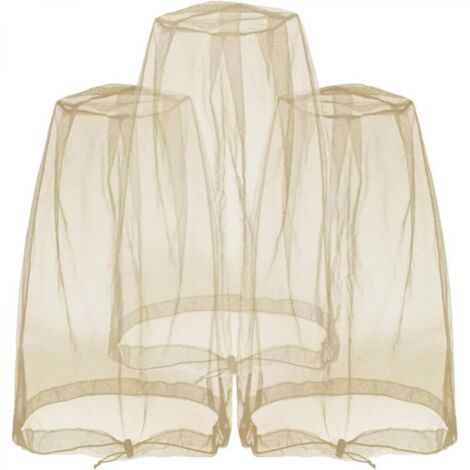 3 pièces Filet anti-insectes pour la tête, le visage,les moucherons des activités de plein air, avec sac de rangement,Kaki (1/5)