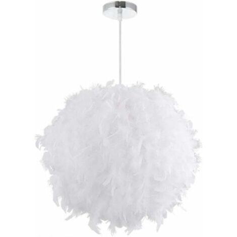 Lustre Suspension en Plumes 30 cm E27 40W Blanc, Ensoleillé (1/6)