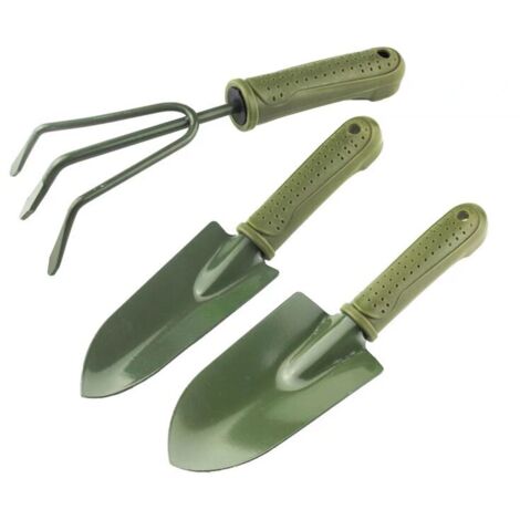Ensemble de 3 pelles à outils de jardinage, outil de rempotage de jardin avec poignée en plastique, mini outil à main de jardin pelle à râteau, plantation, floraison, sol meuble, outil de jardin extér (1/5)