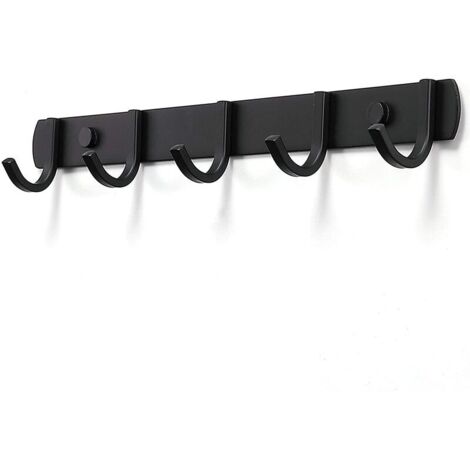 Porte Manteau Mural, Patères Porte Manteaux Design En Acier Inoxydable, Patères Salle De Bains Solide pour Chambre Bureau Noir (5 Hook) (1/4)
