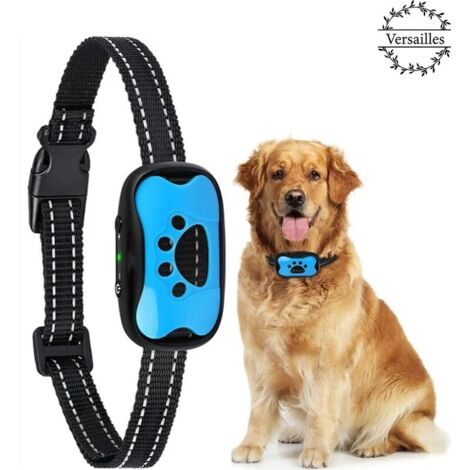 Collier Anti-aboiement Chien Rechargeable Automatique Collier de Dressage avec Son/Vibration sans Choc 7 Niveaux de Sensibilité pour Chiens de Taille Moyenne - Bleu -Versailles (1/5)
