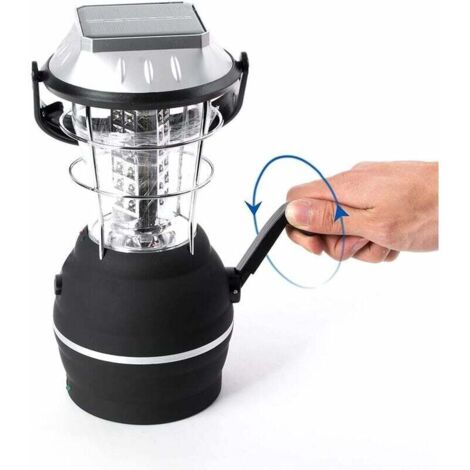 Lanterne Solaire, Lampe de Camping LED Ultra Bright, 2 Modes D'éclairage Réglable, 5 Méthodes de Charge, avec Dynamo à maniv, Longue Durée D'éclairage pour Camping Randonnée Pêche Secours,une pièce, n (1/5)