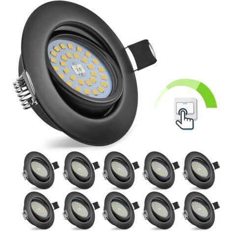 Shmshng – Spot encastrable dimmable noir 10x 5.5W – Éclairage 220V 600lm 4000K – Ultra-plat 30mm pour cuisine et chambre – Orientation 60° (1/5)