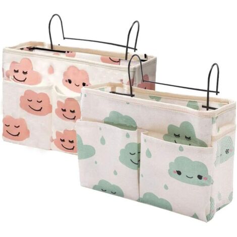 Sac de rangement de nuit, lot de 2 sacs de rangement de chevet pour rangement de chevet pour télécommande, étagère, chargeur, câble, magazines, lunettes (1/5)
