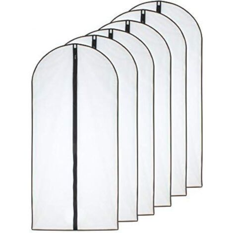Ulisem Housses de Vêtements, Anti Poussière Etanche Mite Humidité,Housses de Protection Zip Semi Transparentes pour Chemise Costumes/Manteaux, 6pcs 60 140cm (Noir) (1/5)
