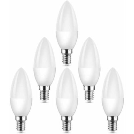 Petites ampoules LED à vis Edison E14 équivalentes à une ampoule halogène 40 W C37 400 lm 3000 K blanc chaud Lot de 6 (1/4)