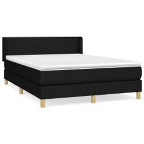 Sommier à lattes de lit avec matelas Noir 140x200 Tissu (1/5)