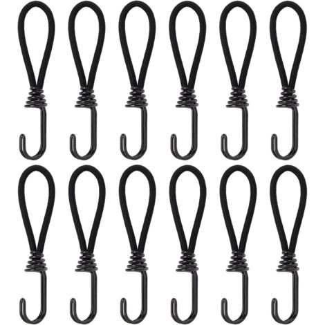 Tendeurs Élastiques avec Crochets, 15cm Elastique Corde en Caoutchouc avec Attaches pour Pavillon, Bâche, Camping, Tente, Rideaux Harnais d’Extension, 12Pcs (1/5)