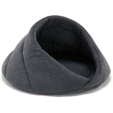 Coussin et tapis pour chat, Lit De Cave Confortable Chat Sac De Couchage Chat Chaud en Polaire Grotte Et Coussins pour Animaux De Compagnie À Moitié Couvert Panier De Lit De Chien Réchauffeur-M (1/3)