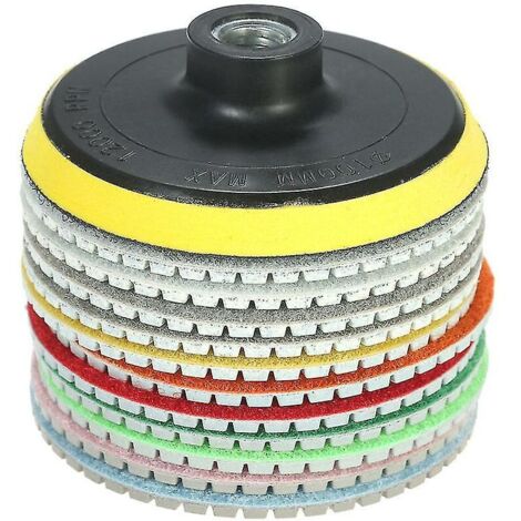 12 jeux de tampons abrasifs diamantés de 4 pouces (2 pièces chacune pour grain 30/50 + grain 100/200/400/800/1500/3000/6000 chacune 1 pièce + 1 disque de ponçage)