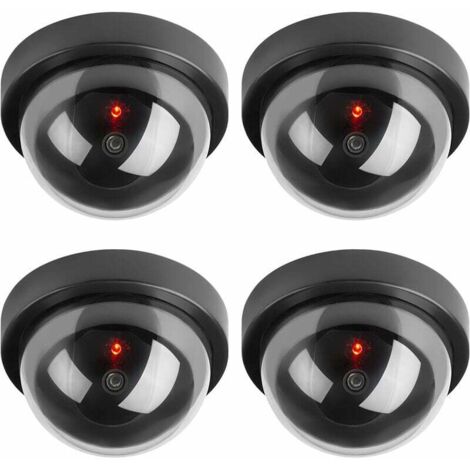 Caméras factices, Fausse de Sécurité Caméra Dôme CCTV avec LED Clignotant Lumière pour Les Entreprises Magasins Accueil, Usage Intérieur Extérieur (4 Pack) (1/5)