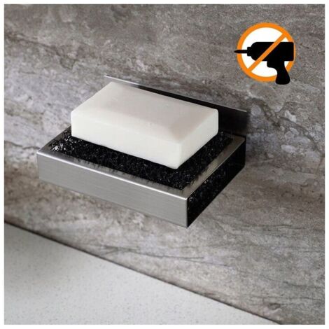 Porte-savon, boîte à savon murale en acier inoxydable, pas besoin de percer la colle de cuisine de salle de bain murale (1/5)