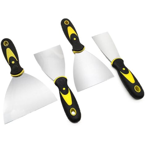 Kit grattoir lame en acier inoxydable, couteau à peinture kit lame en acier inoxydable, lame flexible en acier inoxydable avec poignée antidérapante, pour papier peint et murs (4 pièces, 2 pouces, 3 p (1/5)