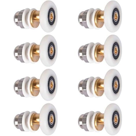 Porte de Douche - Rouleau Roulette Roue pour Porte de Douche Roulettes Coulissantes Porte Roue de Remplacement pour Rouleau 8 pièces 25mm (1/5)