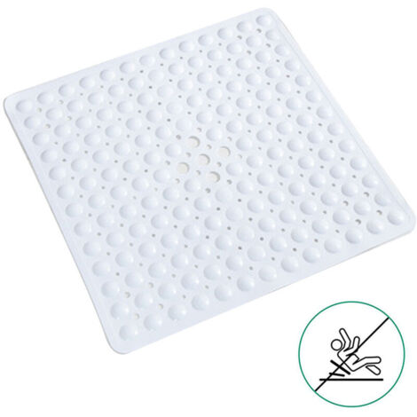 Tapis de douche carrés Tapis de bain antidérapants anti-moisissures Tapis de salle de bain lavable en machine avec ventouse, tapis de douche pour enfants en caoutchouc antibactérien avec trous de drai (1/5)