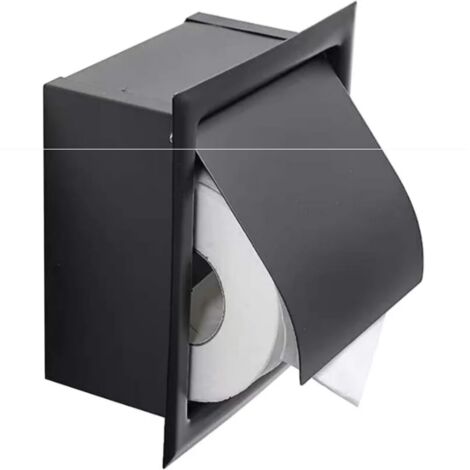Porte-papier toilette encastré, acier inoxydable avec couvercle, design encastré, gain de place, porte-papier toilette noir mat, adapté à la cuisine, à la chambre et à la salle de bain (1/4)
