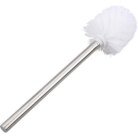 Brosse WC/WC/salle de bain de rechange, tête de brosse de nettoyage avec manche en acier inoxydable, lot de 2 pièces, blanc (1/5)