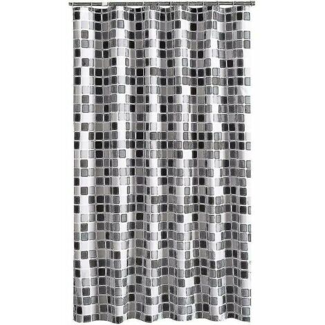 Rideau de douche 200 x 200 cm (l XH), anti-moisissure, antibactérien, hydrofuge, tissu polyester doux (1/3)
