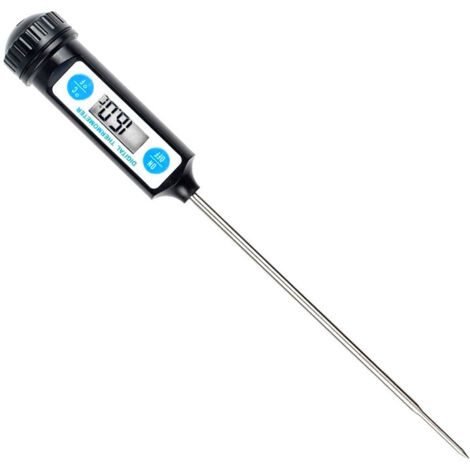 Thermomètre de Cuisson,Thermomètres de Cuisine Thermomètre Numérique Digital avec Sonde Longue et LCD Ecran pour Nouriture, Viande, Huile, Lait, Vin, BBQ et Eau Chaude - Noir (1/5)