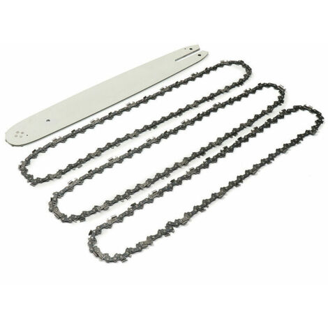 Guide et chaîne pour tronçonneuse 16 pouces – Lot de 3 chaînes demi-ciseaux – Acier allié pour coupe précise – Compatible STIHL 009 012 021 E180 MS180 MS190 MS250 HT70 (1/4)