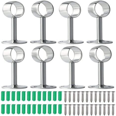 LaBlanc - Support de Tringle a Rideau 8PCS Support Tringle Penderie Support Barre Penderie Support de Tige de Bride avec Vis et Tuyaux D'expansion pour Armoire de Rideau de Douche(22mm and 25mm) (1/5)