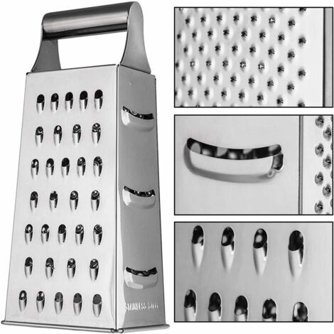 Boîte Râpe 4 Faces, Râpe carrée en Acier Inoxydable pour Cuisine Légumes Fruits Fromage (1/5)