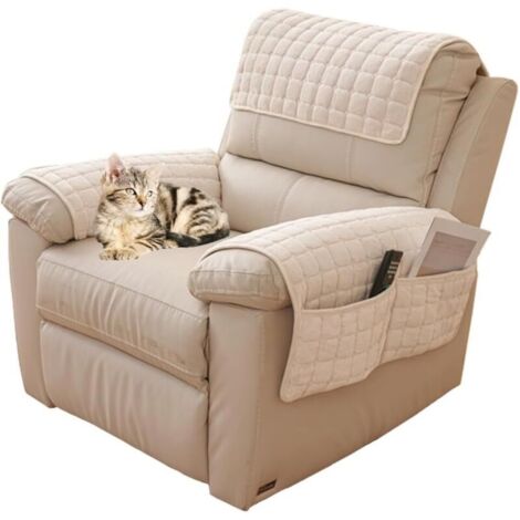 Housse de fauteuil antidérapante pour accoudoirs, housse de canapé avec poche latérale de protection de meubles en cuir pour animaux domestiques (1/5)
