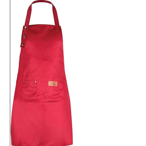 Tablier de cuisine pour homme et femme avec poches - Convient à grande taille - Résiste à l'eau, Rouge (1/4)