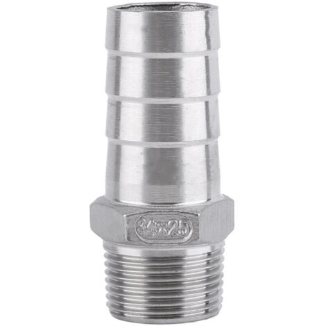 Raccord de tuyau, adaptateur, raccord fileté mâle en acier inoxydable SS304, raccord BSP, tuyau cannelé, connecteurs de pièces (3/4'' x 25 mm) (1/5)