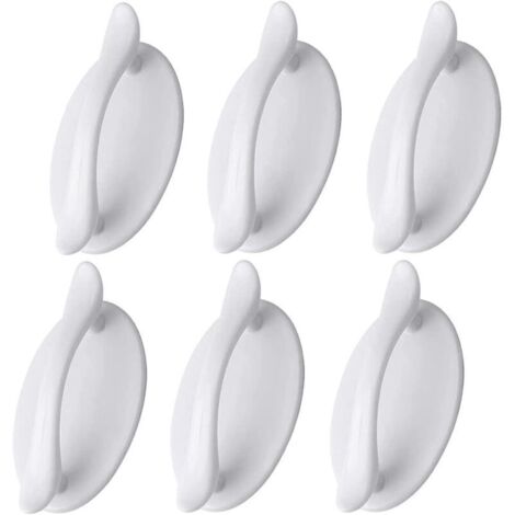 Lot de 6 poignées de porte autocollantes blanches - En plastique - Pour portes et fenêtres, armoires (1/4)