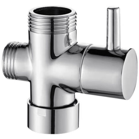 Valve 3 voies en laiton massif G1/2" Douchette Composants de Douche Raccord universels, Chrome DSF007 (1/4)