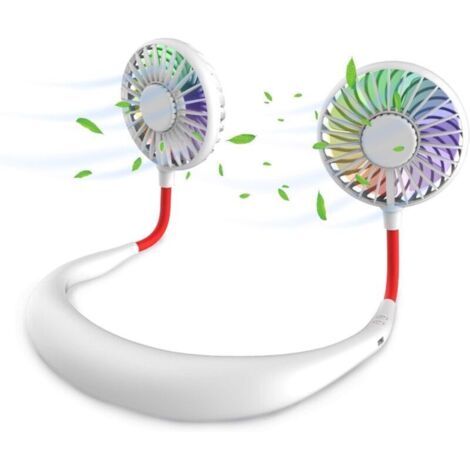 Mini ventilateur de cou portable, mains libres, rechargeable, portable, ventilateur de bureau, ventilateur de collier avec double tête de vent (1/4)