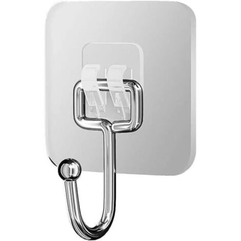 Lot de 6 grands crochets adhésifs pour accrocher des crochets muraux robustes de 10 kg - Crochets imperméables et transparents (1/5)