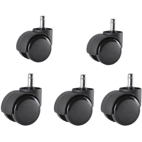 Jeu de 5 Roulettes de chaises de bureau 10 mm x 22 mm - - Roulettes pour sols durs jusqu'à 175 kg - - Roues pour chaises pivotantes - - Installation facile sans outils (1/4)