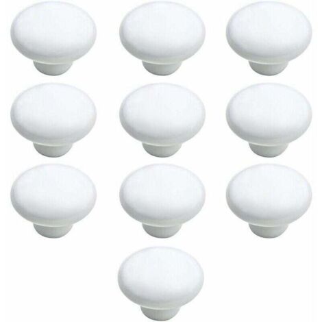 Bouton Porte 10 PCS 33mm Céramique Poignée Porte de Cuisine Armoire à Tiroirs Porte Boutons Blanc (1/4)