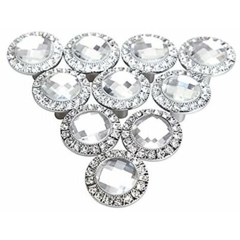 10pcs 30mm Bouton Porte Ronde Argent 30mm Poignée Cristal Scintillant Strass Bouton de Poignée Armoires de Cuisine Cabinet Portes tiroirs Boutons (1/4)