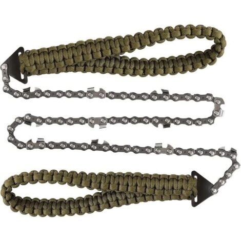 Tronçonneuse Pliante, Scie à Chaîne de Poche avec poignée en Paracord Scie à Main chaîne Pliante Équipement de Survie en Plein Air pour Camping Rando (1/4)