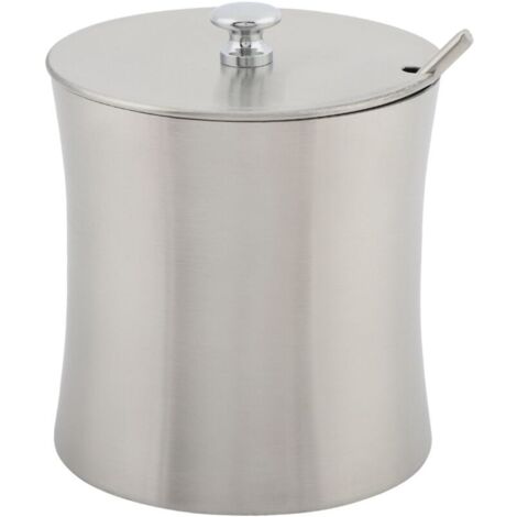 Lot de  pots à condiments en acier inoxydable avec couvercle et cuillère pour assaisonnement, sucre, sel, épices, poivre, assaisonnement, pour cuisine et restaurant (1/5)