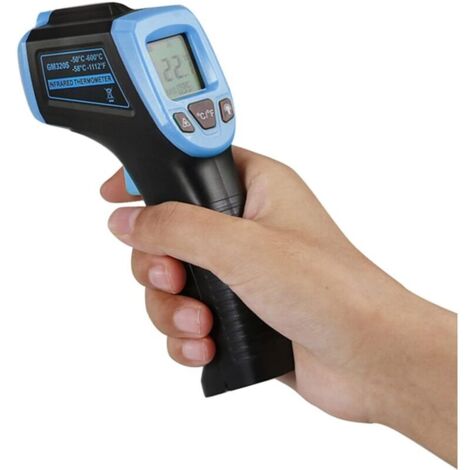 Pistolet thermomètre infrarouge, pistolet de température numérique sans contact -50 °C à 1112 °F (-50 °C à 600 °C) avec écran LCD, bleu (1/5)