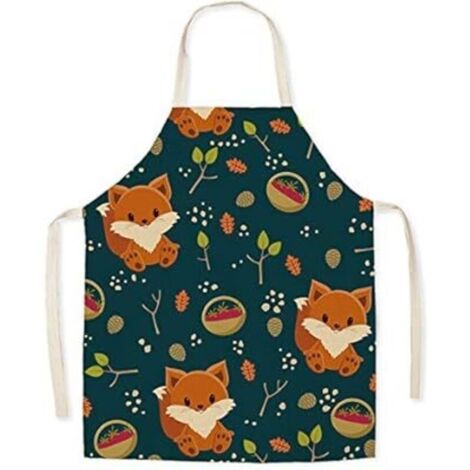 Tablier en lin pour enfant avec motif mignon, pour cuisine, peinture, jardinage (1/3)