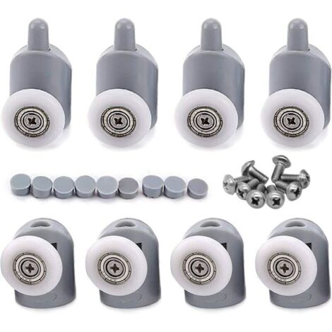 8 Pcs 23mm Galet Rouleau Roulette Roue pour Porte de Douche, Roulettes Coulissantes Porte Salle de Bain (1/4)