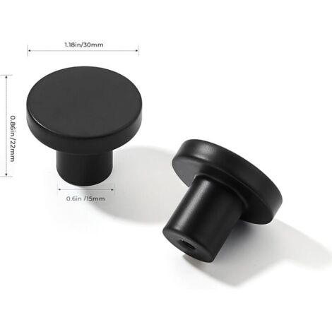 10 Pack Cabinet Knobs Black Kitchen Cabinet Knobs Round Dresser Drawer Knobs Matte Black Drawer Pulls Closet Door Knobs 1-1/5 Inch (1/5)
