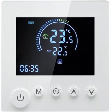 Thermostat De Chauffage Au Sol, Thermostat De Chauffage Intelligent Numérique Chambre Thermostat Programmable LCD Affichage Mural Thermostat avec Bouton (Wasserheizung) (1/5)