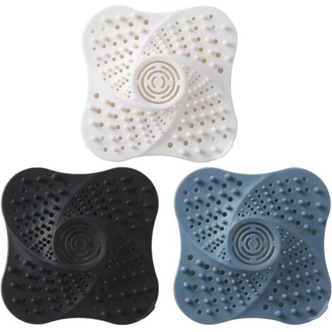 3 Pcs Protection de Drain de Silicone, Silicone Attrape Cheveux Douche, Filtre Evier de Cuisine avec Ventouse (1/4)