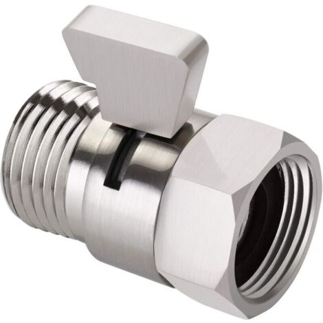 (Nickel brossé)Vanne de régulation du débit d'eau, vanne d'arrêt en nickel brossé pour douche à main, vanne d'arrêt à pression d'eau réglable, connexion standard en laiton G1/2 (1/4)